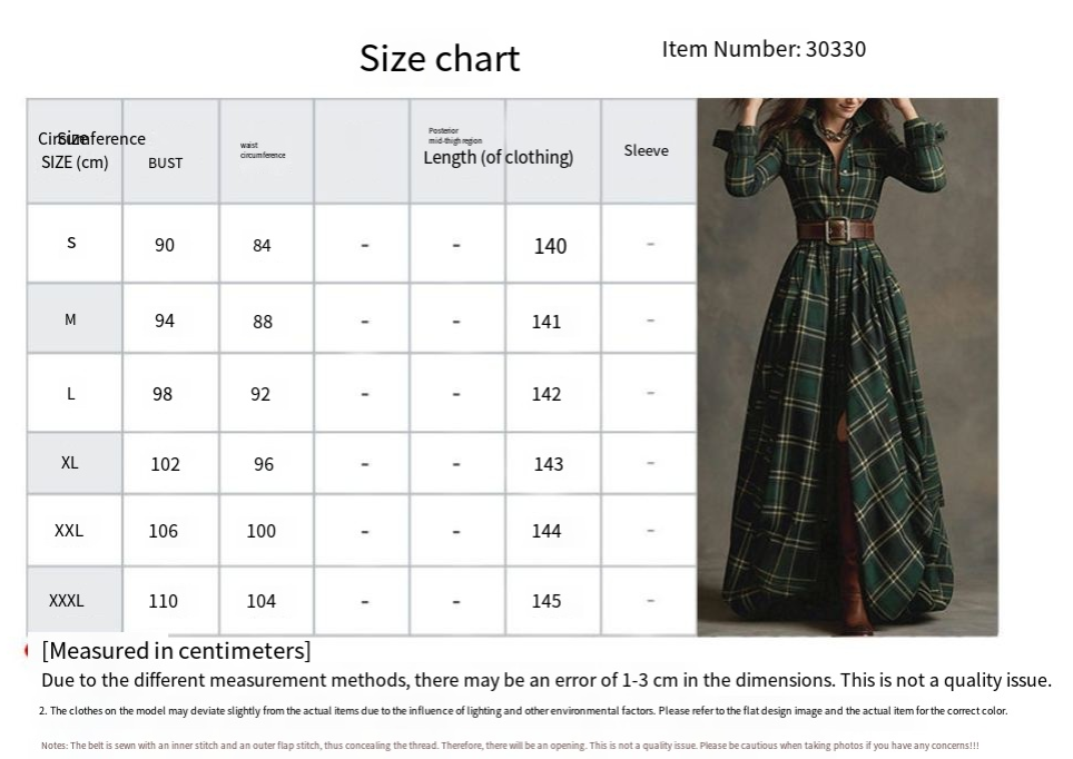 European and American women's spring new fashion casual elegant plaid lapel slim fit dress