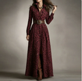 European and American women's spring new fashion casual elegant plaid lapel slim fit dress