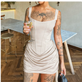 Dress Women's European and American Sexy Fishbone Slim Backless Suspender Dress Female Sexy Skirt Royal Sister Light Mature Style