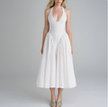 European and American women's spring new style elegant V-neck hanging neck sexy dress