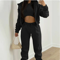 European and American women's spring new color casual sports hooded sweatshirt pants three piece set