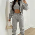 European and American women's spring new color casual sports hooded sweatshirt pants three piece set
