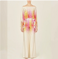 European and American women's spring new printed off shoulder loose bat sleeve wide leg pants set