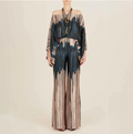 European and American women's spring new printed off shoulder loose bat sleeve wide leg pants set