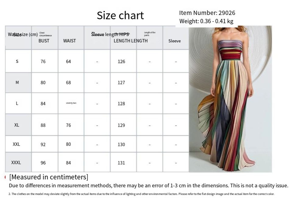 2026 Spring New European and American Sexy strapless Color Printed Dress