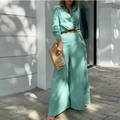 European and American Women's Spring New Solid Color Temperament Commuter Pocket Long Sleeve Fashion Set