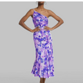 New European and American women's sexy camisole long dress with printed slanted neck fishtail dress, exuding a stylish commuting vibe