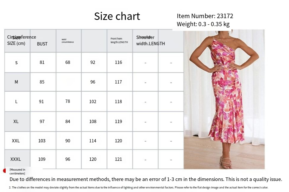 New European and American women's sexy camisole long dress with printed slanted neck fishtail dress, exuding a stylish commuting vibe
