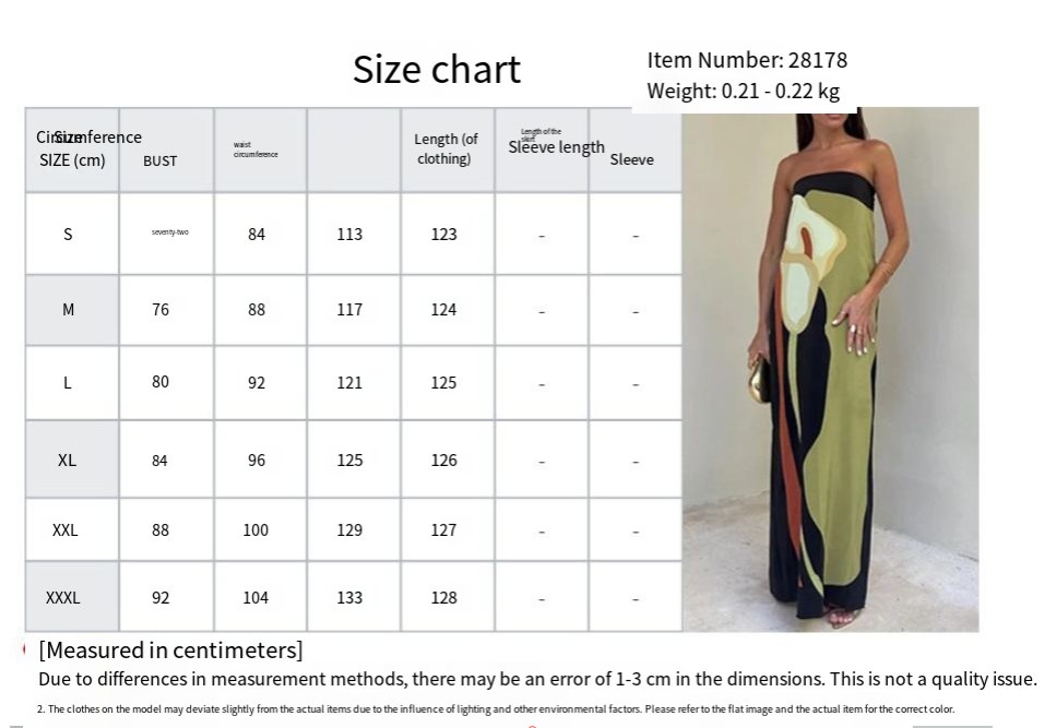 European and American Women's Clothing Spring New Fashion Sleeveless Sexy Tube Top Printed Long Dress