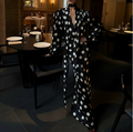 2026 Spring New Women's Clothing European and American Retro polka dot V-neck Bubble Sleeve Waist Dress