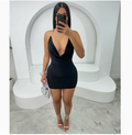 Women's Wear Spring and Summer European and American Foreign Trade dress Contrast Shoulder Neck Waist Printed Irregular