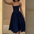 Trade sexy dress Spice Girls Women's sexy V-neck Strap Mid-length dress Waistline Slimming Backless dress Women