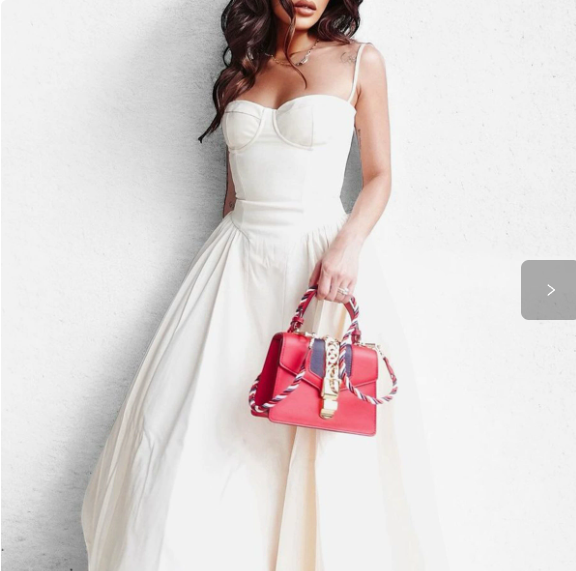 Trade sexy dress Spice Girls Women's sexy V-neck Strap Mid-length dress Waistline Slimming Backless dress Women