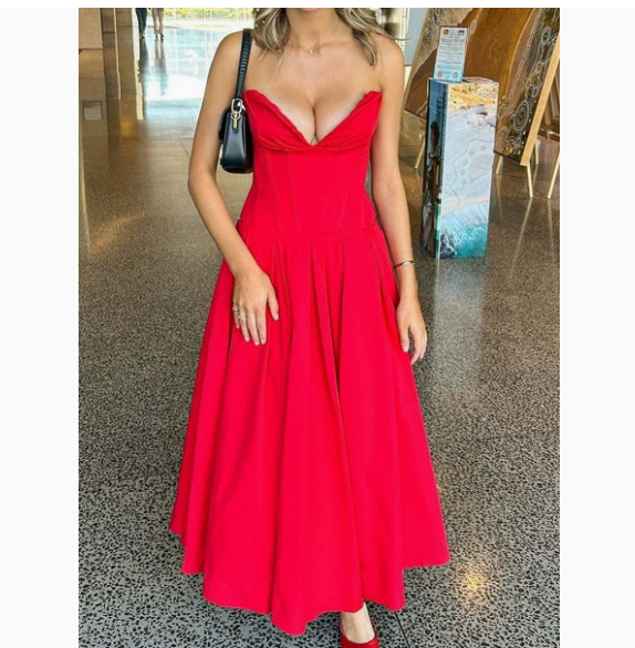 new women's dress sexy tube top backless Fishbone corset black dress European and American long dress