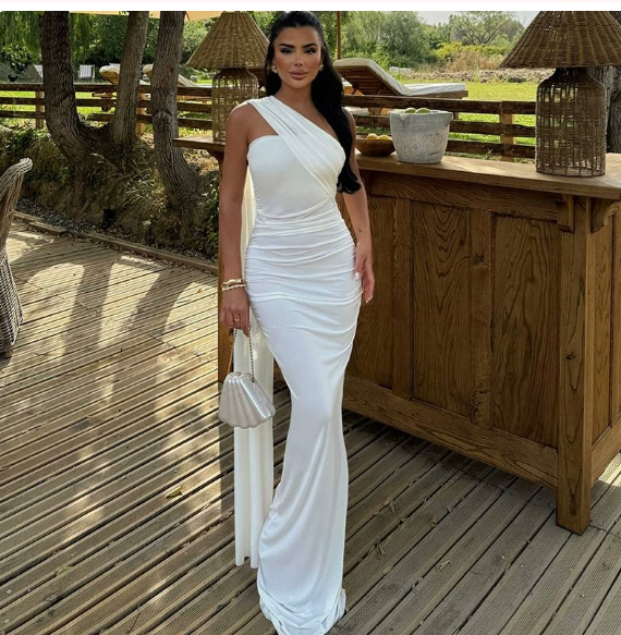 women's solid color neck dress sexy backless ribbon split temperament dress