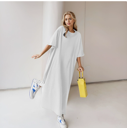 Ins Women's Clothing Fashion Solid Color dress Oblique Neck Shoulder Sleeveless Irregular Dress
