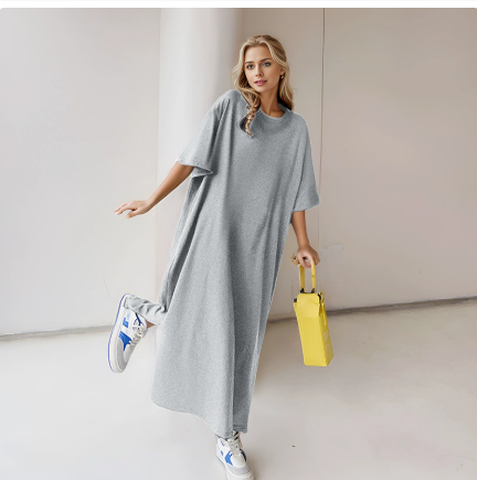 Ins Women's Clothing Fashion Solid Color dress Oblique Neck Shoulder Sleeveless Irregular Dress