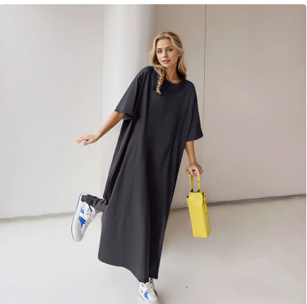 Ins Women's Clothing Fashion Solid Color dress Oblique Neck Shoulder Sleeveless Irregular Dress