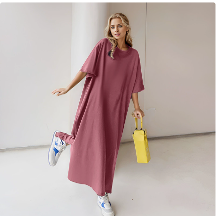 Ins Women's Clothing Fashion Solid Color dress Oblique Neck Shoulder Sleeveless Irregular Dress