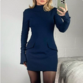 Women's Clothing Supply Autumn and Winter New Sexy Dress Long-Sleeved Dress Tight Hip Skirt Short Skirt Sexy