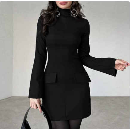 Women's Clothing Supply Autumn and Winter New Sexy Dress Long-Sleeved Dress Tight Hip Skirt Short Skirt Sexy