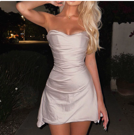 Women's Clothing Fashion Strapless Backless Short Skirt Spice Girl Decoration Floral French Dress Women's Dress