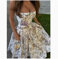 Hot Girl Sexy Printed Sling dress Summer Slim-fit Backless Long Dress Elegant High-end Summer Beautiful Dress