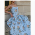 Hot Girl Sexy Printed Sling dress Summer Slim-fit Backless Long Dress Elegant High-end Summer Beautiful Dress