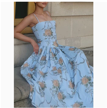 Hot Girl Sexy Printed Sling dress Summer Slim-fit Backless Long Dress Elegant High-end Summer Beautiful Dress