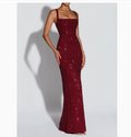 Women's Dress Sequined Strapless Evening Gown Sexy Evening Dress Slim Fit Backless Long Dress