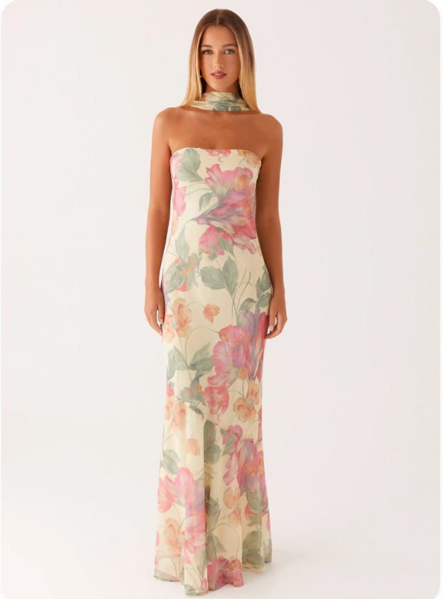 Tea Break Beautiful French Style Elegant Floral Multi-color Sling Seaside Holiday Fishtail dress Tight Waist Sanya Slimming Sand