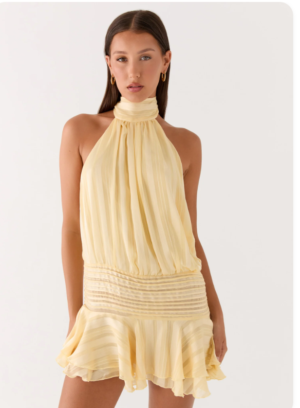 Willow Chiffon Mini Dress - Yellow