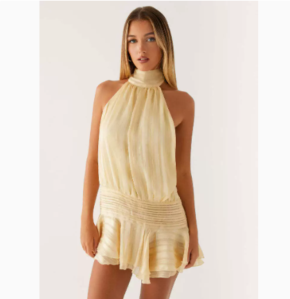 Willow Chiffon Mini Dress - Yellow
