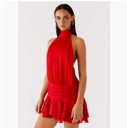 Hot Style Temperament Fashionable Halter Neck Satin Dress