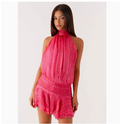 Hot Style Temperament Fashionable Halter Neck Satin Dress