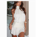 Hot Style Temperament Fashionable Halter Neck Satin Dress