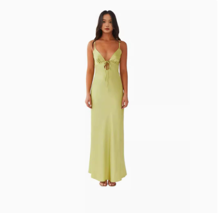 Flora Satin Maxi Dress - Green