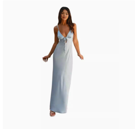 Flora Satin Maxi Dress - Ice Blue
