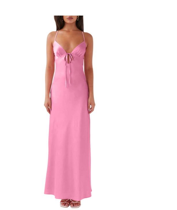 Flora Satin Maxi Dress - Pink