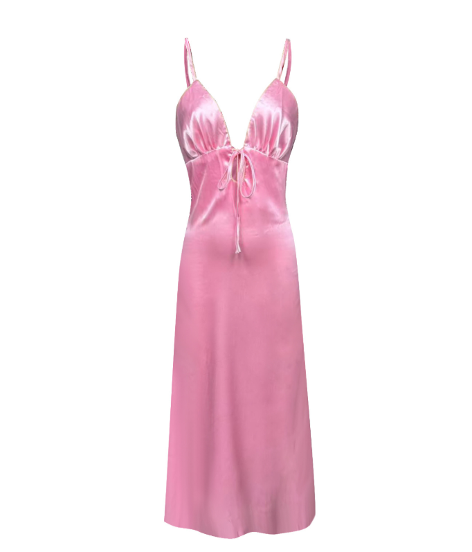 Flora Satin Maxi Dress - Pink
