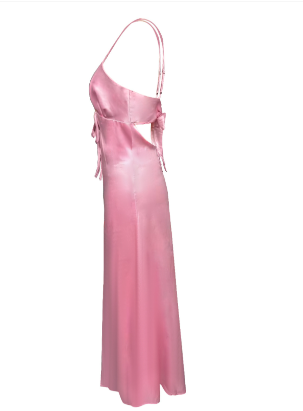 Flora Satin Maxi Dress - Pink