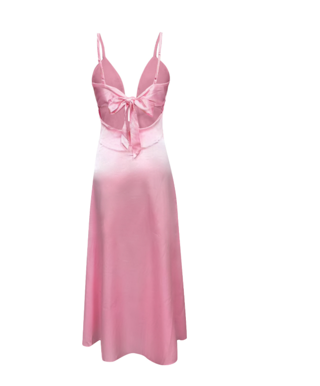 Flora Satin Maxi Dress - Pink