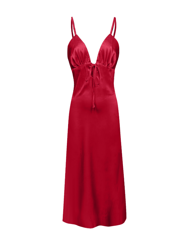 Flora Satin Maxi Dress - Wine red