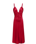 Flora Satin Maxi Dress - Wine red