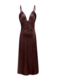 Flora Satin Maxi Dress - Coffee